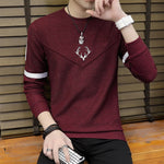 men sweater fashion  thin knitting render printed stripe