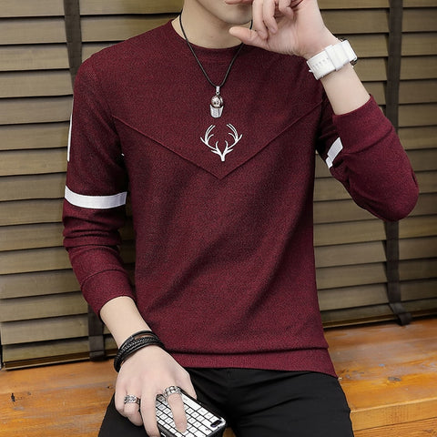 men sweater fashion  thin knitting render printed stripe