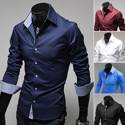New Fashion Men's Luxury Stylish Casual Dress Shirts Long Sleeve Slim Fit Shirt Men Slim Casual Shirt