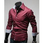 New Fashion Men's Luxury Stylish Casual Dress Shirts Long Sleeve Slim Fit Shirt Men Slim Casual Shirt