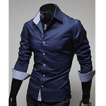 New Fashion Men's Luxury Stylish Casual Dress Shirts Long Sleeve Slim Fit Shirt Men Slim Casual Shirt